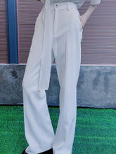White Ouji Lolita High-waisted Slight Flare Pants with Button Closure & Zipper Fly
