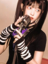 Y2K Striped Fingerless Arm Warmers – 6 Color Options