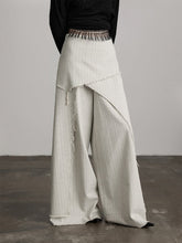 Urban Goth Apricot Asymmetrical Cut Frayed Striped Wide-Leg Pants