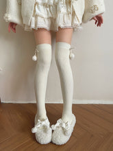 White Stockings with Pom-Pom Accents
