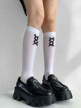 White/Black Preppy Stockings with Bowknots