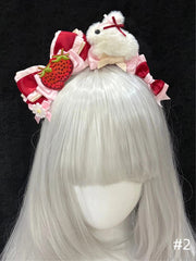 Strawberry Bunny KC & Lace Mini Hat Pink and Red Sweet Lolita Style