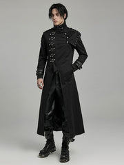 Punk Textured Asymmetrical Long Jacket