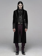 Black Men's Gothic Medium Length Jacket