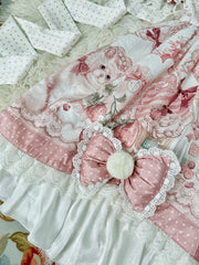 Kitty and Strawberry Print Pink Sweet Lolita Jumper Skirt with Bow Accents