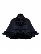 Gothic Black Striped Cape With Detachable Jabot Collar