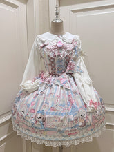 Puppy's Afternoon Tea Print Sweet Lolita Dress with Flags Ribbon