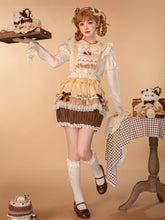 Yellow Sweet Strawberry Cake Embroidery Bodice Cupcake Hem Lolita Overall Skirt