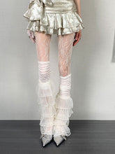 Y2K White Floral Pattern Fishnet Tights