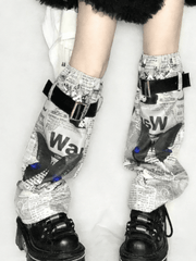 Punk Magazine & Butterfly Print Leg Warmers