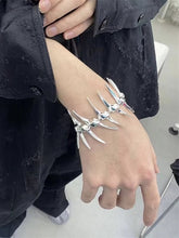 Gothic Punk Fishbone Bramble Silver Bracelet