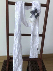 White/Pink Floral Lace Scarf