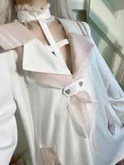 Jirai Kei Sailor Top: Sweet Pink Collar & Edgy Cross Halter