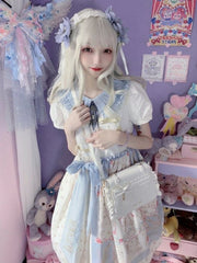 White Ruffle Trim Bowknot Shoulder Bag