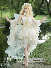 Clearance - Size L for Bust 92-104cm Beige Fairycore Dress Floral and Butterfly Design Dress Princess Lolita JSK Full Set