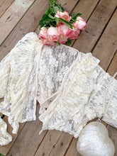 Plus Size Apricot Self-tie Straps Hollow-out Lace Top