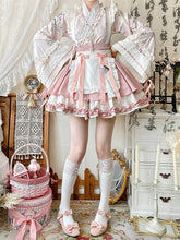 Sakura Pink Herbal Medicine Crossover Neckline Top + Skirt Han Lolita Set Cherry Blossom Festival Outfit