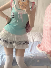 Blue Navycore Sailor Collar Backless Top with Panda Embroidery