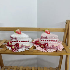 White/Pink Sweet Lolita Strawberry Triangular Cake Mini Hat