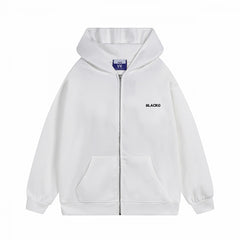 White Longline Zip Hoodie with Bunny-Eared Decoration