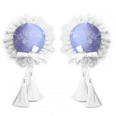 Purple Chinoiserie Style Tassels Lace Trim Hairclips