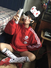 Red Regular/Thicken Sweatshirt with White Stripes