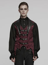Black & Red Men's Gothic Jacquard Lapel Vest