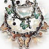 Y2K Brown/Light Green Butterfly PU Choker