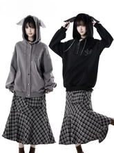 Black and White Plaid Pocket Detail Ankle Length Mermaid Skirt