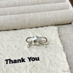 Creamy White Bow and Star Design Ear Clip