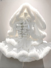 White Sweet Winter Lolita Hooded Cape with Oversized Plush Bunny Ears
