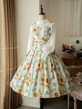 Yellow Sunflowers Print Square Neckline Elegant Classic Lolita JSK Dress