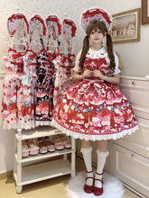 Strawberry and Dessert Print Red Sweet Lolita Dress