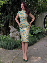 Vintage Light Yellow Floral Pattern Cheongsam Style Vintage Qipao Dress