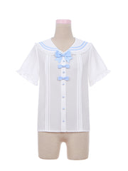 Puppy's Glory Sailor Collar Bowknot Details Blouse