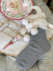 Pompoms Fleece Cuffs 5 Color Options Socks