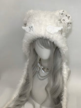 White Angel Wings Cross and Pins Cat Ear Plush Hat
