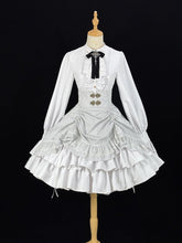 White Pinstripe High Waist Gothic Lolita Drawstring Layered Skirt