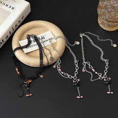 Y2K Black/Silver Devil Pendant Necklace