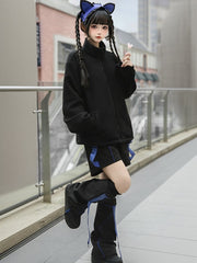 Clearance-Size XL for Bust 124CM Black Zip Closure High Neck Fleece Jacket Liner