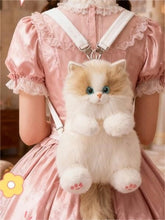 Realistic Sitting Ragdoll Cat Plush Backpack/Crossbody Bag