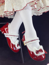 Low-heel Sweet Lolita Wine Red Mary Jane Shoes with Bunny Embellishments & Snap Closure