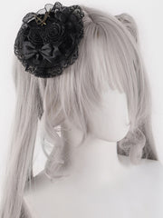 Swords Decorated Gothic Black Rosettes Bowknot Lace Hairclip