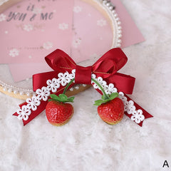 Strawberry Decorated Sweet Bow Hairclip 4 Options
