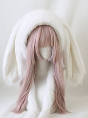 White/Coffee/Yellow/Dusty Blue Oversized Bunny Ears Plush Hat