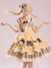 Yellow Cake Embroidery and Heart Shape Applique Hem Pompompurin Lolita JSK