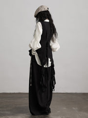 Urban Goth Black Multi-Layer Paneled Ruffle Sleeveless Vest