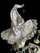 Silver Gray Spider Web Witch Hat Spider and Rose Bowknot Decorated