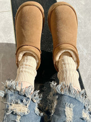 Winter Beige/Milk White/Black Cotton Socks