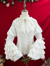 White Layered Bell Sleeves Shiro Gothic Lolita Shirt with Jabot Tie